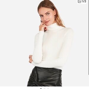 Express white Ribbed Knit Sweater